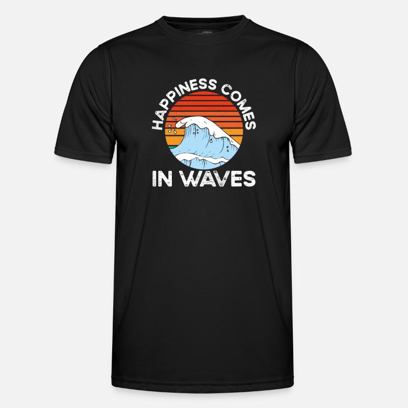 Happiness comes in waves - Men's Functional T-Shirt - black