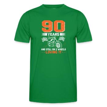90 Years And Still On 2 Wheels 90th Birthday - Men's Functional T-Shirt - kelly green - Front - AI Model Male 178 dark (178cm)