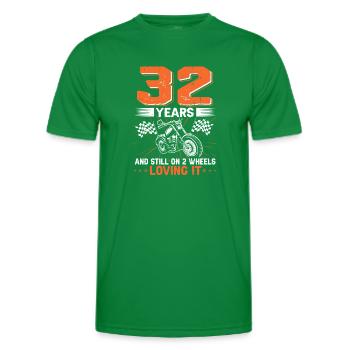 32 Years And Still On 2 Wheels 32th Birthday - Men's Functional T-Shirt - kelly green - Front - AI Model Male 178 dark (178cm)