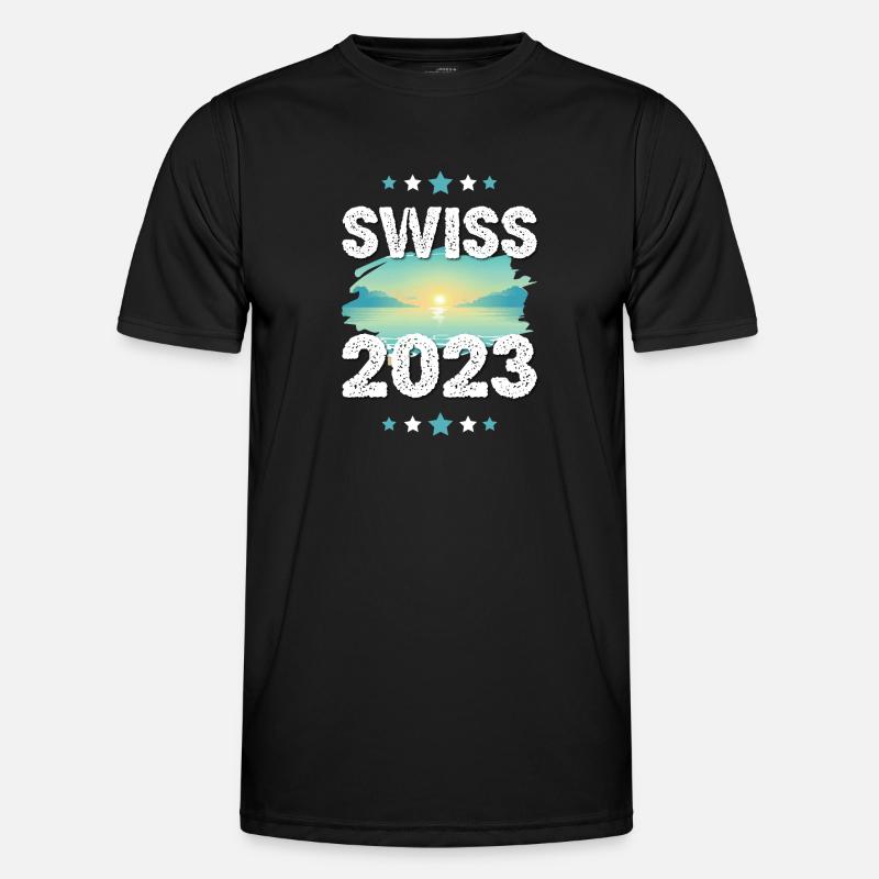 Schweiz 2023 - Männer Funktions-T-Shirt - Schwarz