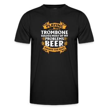Jouer du trombone résout la plupart de mes problèmes Bière D - T-shirt sport Homme - noir - Devant - AI Model Male 178 dark (178cm)