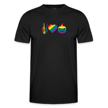 Frieden Liebe Stolz Schwulenstolz Skelett Kürbis - Männer Funktions-T-Shirt - Schwarz - Vorne - AI Model Male 178 dark (178cm)