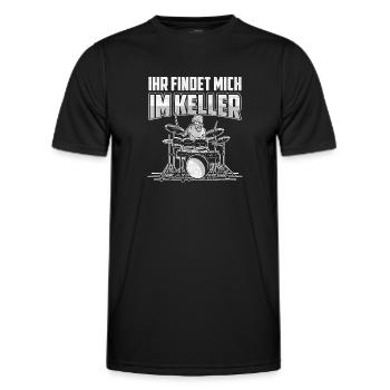 Ihr findet mich im Keller Schlagzeug - Männer Funktions-T-Shirt - Schwarz - Vorne - AI Model Male 178 dark (178cm)