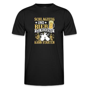Schlagzeug und Bier das Wochenende kann starten - Männer Funktions-T-Shirt - Schwarz - Vorne - AI Model Male 178 dark (178cm)