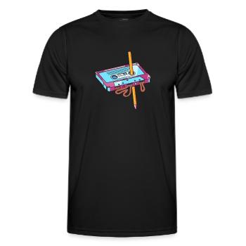 Cassette with pencil - Men's Functional T-Shirt - black - Front - AI Model Male 178 dark (178cm)