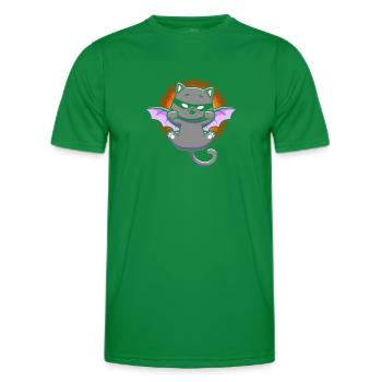 Black Cat With Bat Wing Kitten Halloween - Men's Functional T-Shirt - kelly green - Front - AI Model Male 178 dark (178cm)