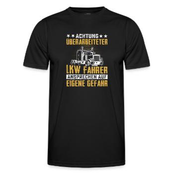 Achtung überarbeiteter Lkw Fahrer Ansprechen Gefah - Männer Funktions-T-Shirt - Schwarz - Vorne - AI Model Male 178 dark (178cm)