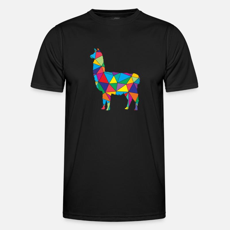 Lama Polygon Low Poly Tier - Männer Funktions-T-Shirt - Schwarz