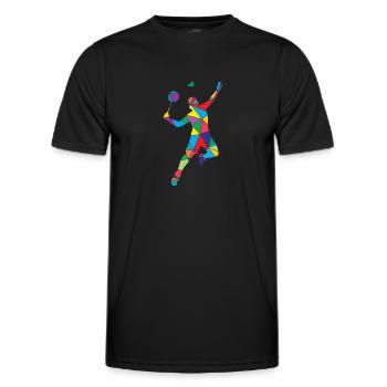 Low Poly Federball Polygon Badminton - Men's Functional T-Shirt - black - Front - AI Model Male 178 dark (178cm)