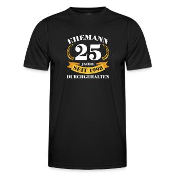 25. Hochzeitstag Ehemann Silberhochzeit Geschenk - Männer Funktions-T-Shirt - Schwarz - Vorne - AI Model Male 178 dark (178cm)