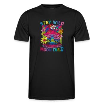 Stay Wild Moon Child Hippie Mushroom - Men's Functional T-Shirt - black - Front - AI Model Male 178 dark (178cm)