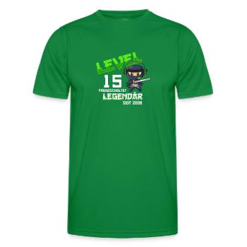 Level 15 Jahre Geburtstagsshirt Ninja Gamer - Männer Funktions-T-Shirt - Kelly Green - Vorne - AI Model Male 178 dark (178cm)