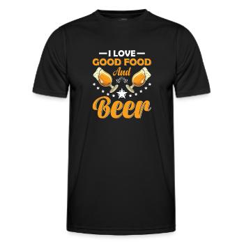 I Love Good Food And Beer Chef Drinking Food Lover - Men's Functional T-Shirt - black - Front - AI Model Male 178 dark (178cm)