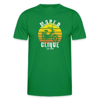 Moped Clique Roller Mokick Zweirad Fahrer 1978 - Männer Funktions-T-Shirt - Kelly Green - Vorne - AI Model Male 178 dark (178cm)