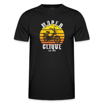 Cyclomoteur Clique Scooter Mokick Deux-Roues 1979 - T-shirt sport Homme - noir - Devant - AI Model Male 178 dark (178cm)