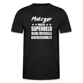 Metzger Superheld Spruch - Männer Funktions-T-Shirt - Schwarz - Vorne - AI Model Male 178 dark (178cm)