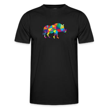 Sanglier polygonal de phacochère - T-shirt sport Homme - noir - Devant - AI Model Male 178 dark (178cm)