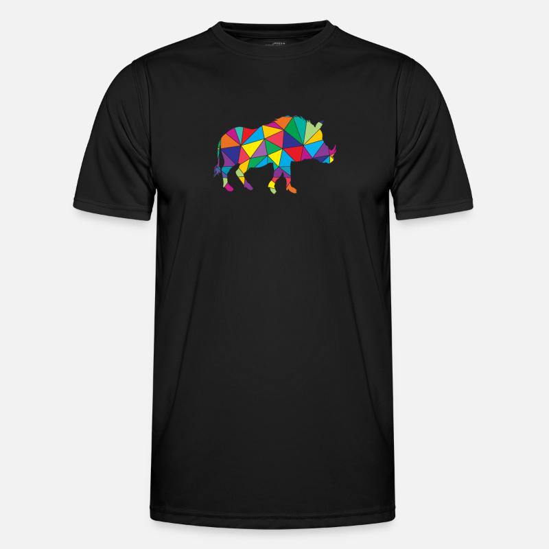 Warthog Polygon Wild Boar - Men's Functional T-Shirt - black
