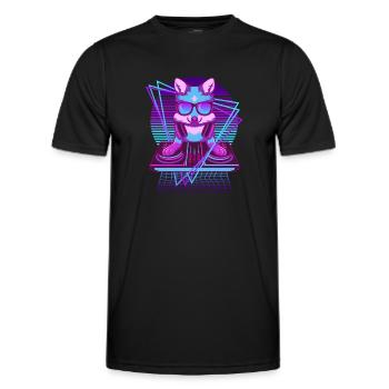 Musik Techno Fuchs Vaporwave DJ Rotfuchs - Männer Funktions-T-Shirt - Schwarz - Vorne - AI Model Male 178 dark (178cm)