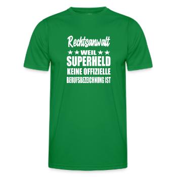 Rechtsanwalt Superheld Spruch - Männer Funktions-T-Shirt - Kelly Green - Vorne - AI Model Male 178 dark (178cm)