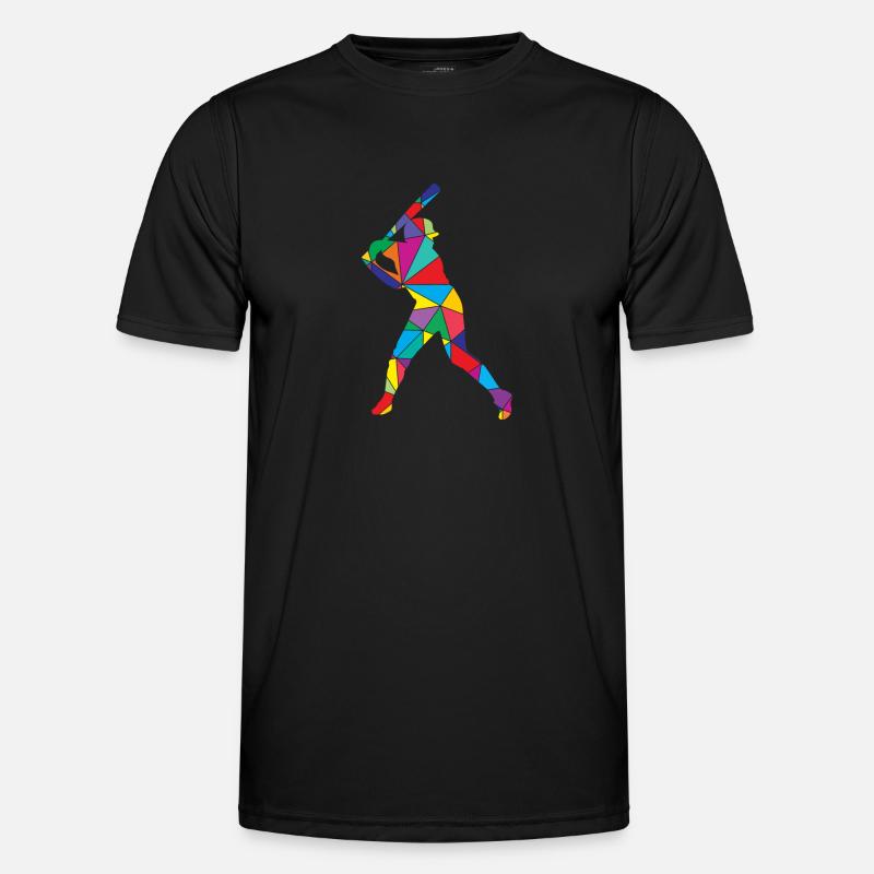 Low Poly Pitcher Schläger Polygon Baseball Männer Funktions-T-Shirt
