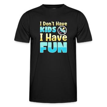 Je n’ai pas d’enfants, je m’amuse, je suis - T-shirt sport Homme - noir - Devant - AI Model Male 178 dark (178cm)