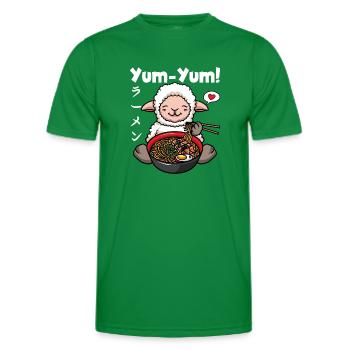 Yum Yum Japan Anime Ramen Noodle Sheep - Men's Functional T-Shirt - kelly green - Front - AI Model Male 178 dark (178cm)