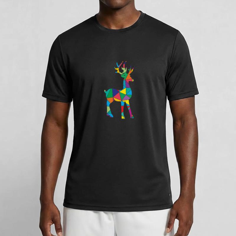 Low Poly Deer Geometry Polygon Deer Men's Functional T-Shirt