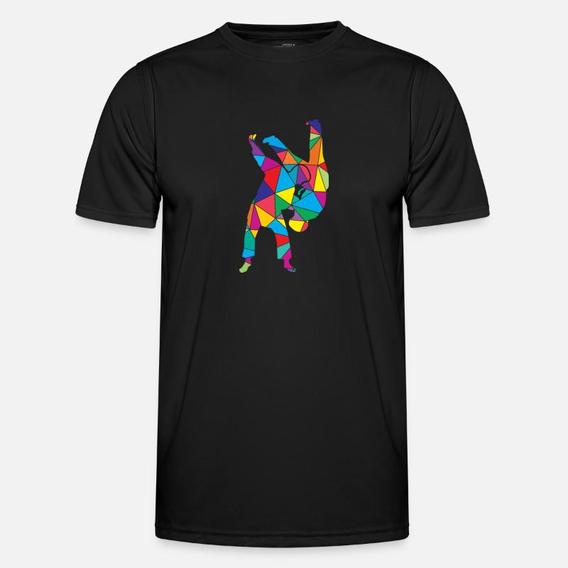 Low Poly Kampfsport Polygon Judo - Männer Funktions-T-Shirt - Schwarz