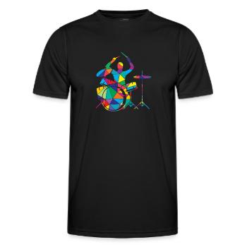 Batterie Polygon Batteur - T-shirt sport Homme - noir - Devant - AI Model Male 178 dark (178cm)