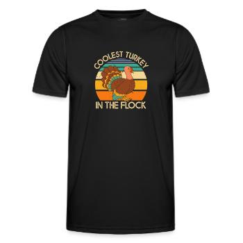 Coolest Turkey In The Flock Thanksgiving Truthahn - Männer Funktions-T-Shirt - Schwarz - Vorne - AI Model Male 178 dark (178cm)