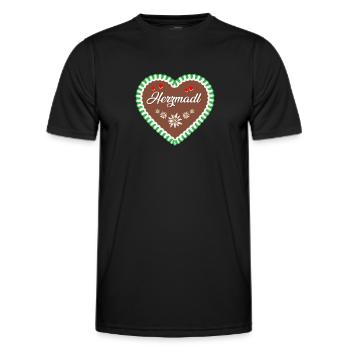 Herzmadl Trachtenshirt Lebkuchen Herz Tracht - Männer Funktions-T-Shirt - Schwarz - Vorne - AI Model Male 178 dark (178cm)