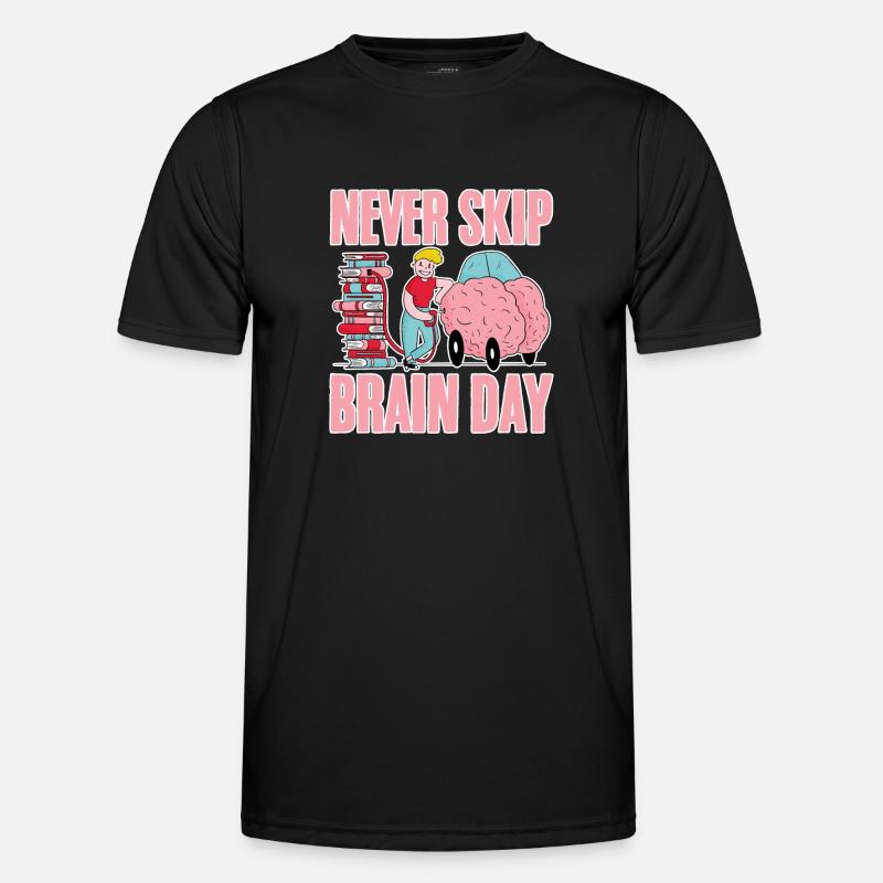 Never Skip Brain Day 4 - Männer Funktions-T-Shirt - Schwarz