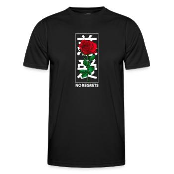No Regrets Chinese Flower Rose - Men's Functional T-Shirt - black - Front - AI Model Male 178 dark (178cm)
