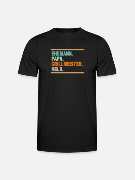 Ehemann Papa Grillmeister Held - Männer Funktions-T-Shirt - Schwarz