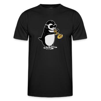 Penguin Trumpet Gift Kids Big Band Music - Men's Functional T-Shirt - black - Front - AI Model Male 178 dark (178cm)
