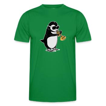 Pinguin Trompete Geschenk Kinder Big Band Musik - Männer Funktions-T-Shirt - Kelly Green - Vorne - AI Model Male 178 dark (178cm)