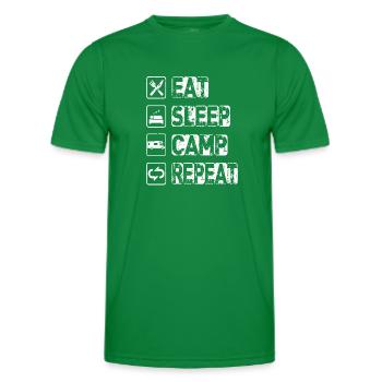 Eat Sleep Camp Repeat - Men's Functional T-Shirt - kelly green - Front - AI Model Male 178 dark (178cm)