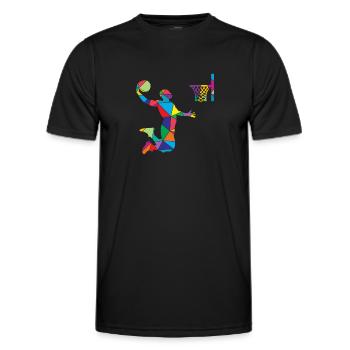 Low Poly Baller Polygon Basketball - Men's Functional T-Shirt - black - Front - AI Model Male 178 dark (178cm)