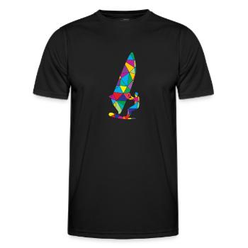 Low Poly Windsurfing Polygon Windsurfing - T-shirt sport Homme - noir - Devant - AI Model Male 178 dark (178cm)