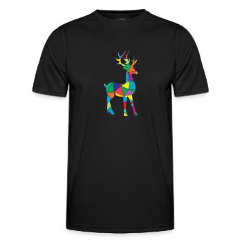 Deer Polygon Deer Wild Animal - Men's Functional T-Shirt - black - Front - AI Model Male 178 dark (178cm)