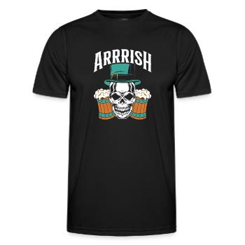 Irish skull with beer - Men's Functional T-Shirt - black - Front - AI Model Male 178 dark (178cm)