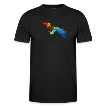 Spray Paint Owl Colorful Owl - Men's Functional T-Shirt - black - Front - AI Model Male 178 dark (178cm)