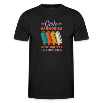 Girls Harmonica Music And Beer That's Why Harmonic - Men's Functional T-Shirt - black - Front - AI Model Male 178 dark (178cm)