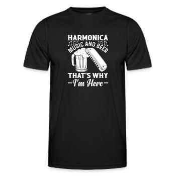 Harmonica Music And Beer That's Why Im Here Harmon - Men's Functional T-Shirt - black - Front - AI Model Male 178 dark (178cm)