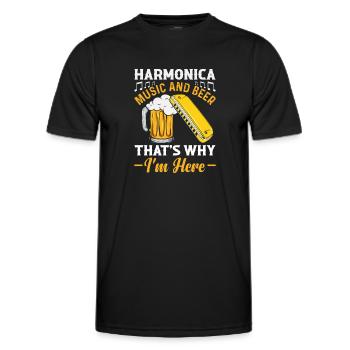 Harmonica Music And Beer That's Why Im Here Harmon - Men's Functional T-Shirt - black - Front - AI Model Male 178 dark (178cm)