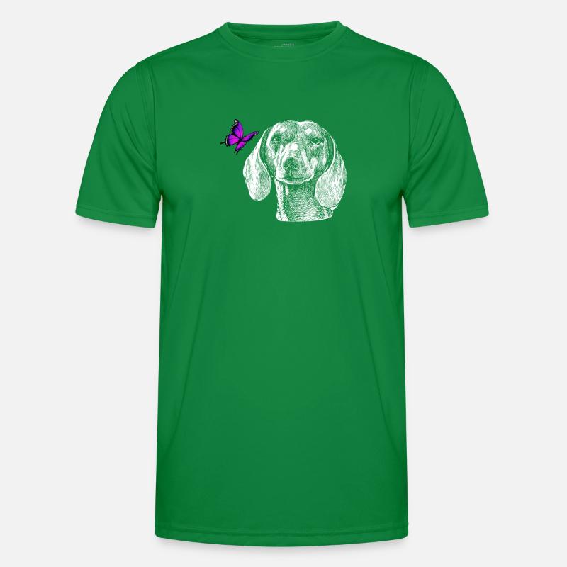 Dackel mit Schmetterling Männer Funktions-T-Shirt