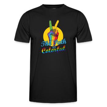 The Path Is Colorful Cute LGBTQ Pride Rainbow - Men's Functional T-Shirt - black - Front - AI Model Male 178 dark (178cm)