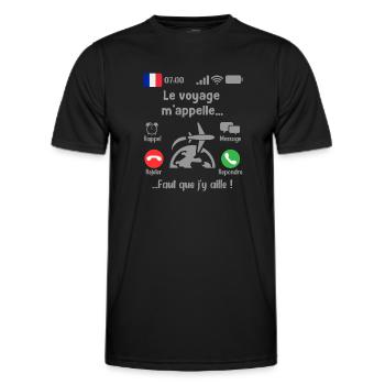 Le voyage M'appelle Faut que j'y aille! - T-shirt sport Homme - noir - Devant - AI Model Male 178 dark (178cm)