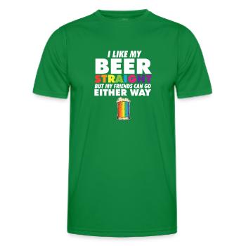 Proud Ally LGBT I Like My Beer Straight Rainbow - Men's Functional T-Shirt - kelly green - Front - AI Model Male 178 dark (178cm)